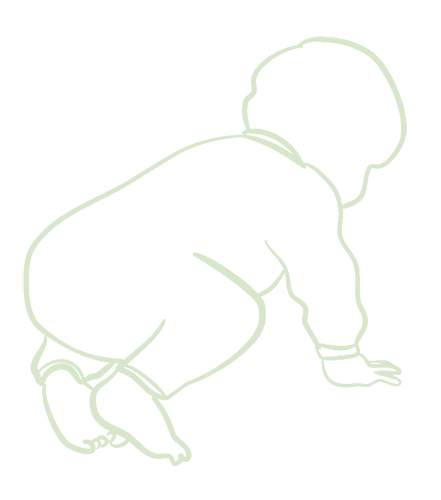 Physiotherapie für Säuglinge - Krabbelndes Baby von der Seite