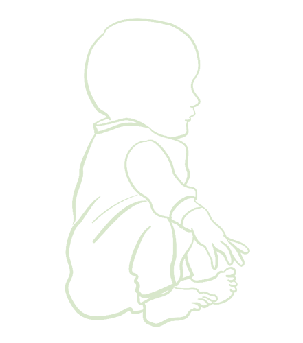 Physiotherapie für Säuglinge - Sitzendes Baby von der Seite