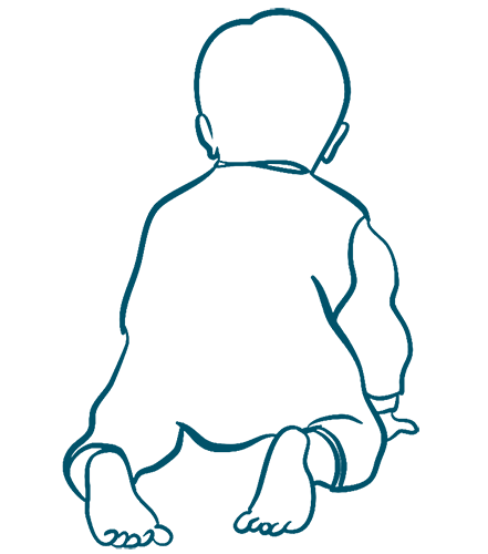 Physiotherapie für Säuglinge - Krabbelndes Baby von hinten